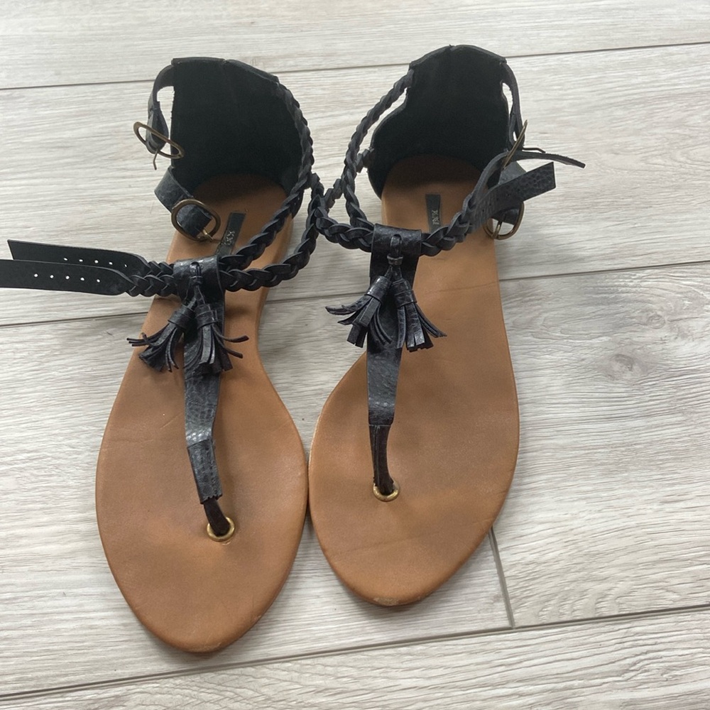 Black Braided Thong Sandals
